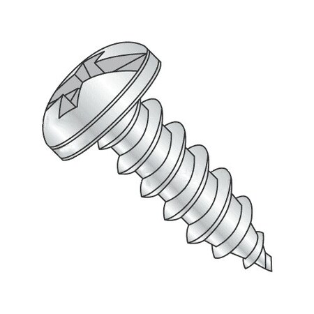 Self-Drilling Screw, #12 X 3 In, Zinc Plated Steel Pan Head Combination Phillips/Slotted Drive